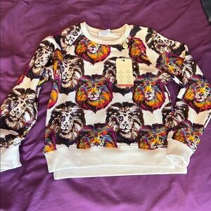 NWT Colorful Lion Print Sweatshirt